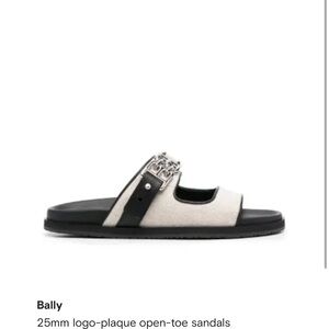 Bally Black and Cream Slide Sandals